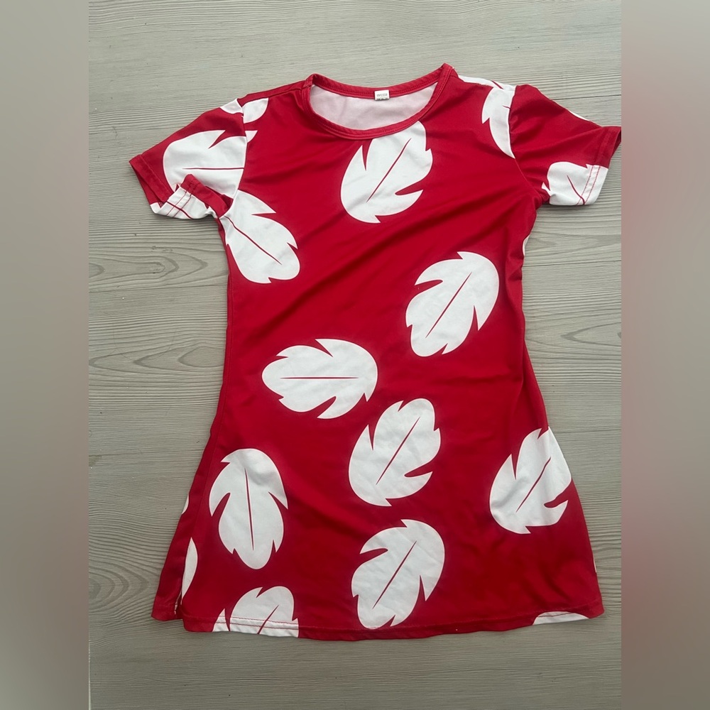 LILO Red and White Leaf Print Dress